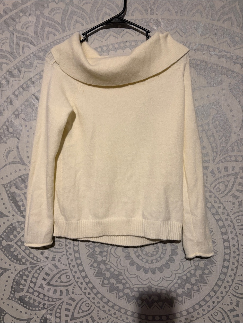 Anthropologie Off The Shoulder Cowl Neck Knit Sweater Cream Small